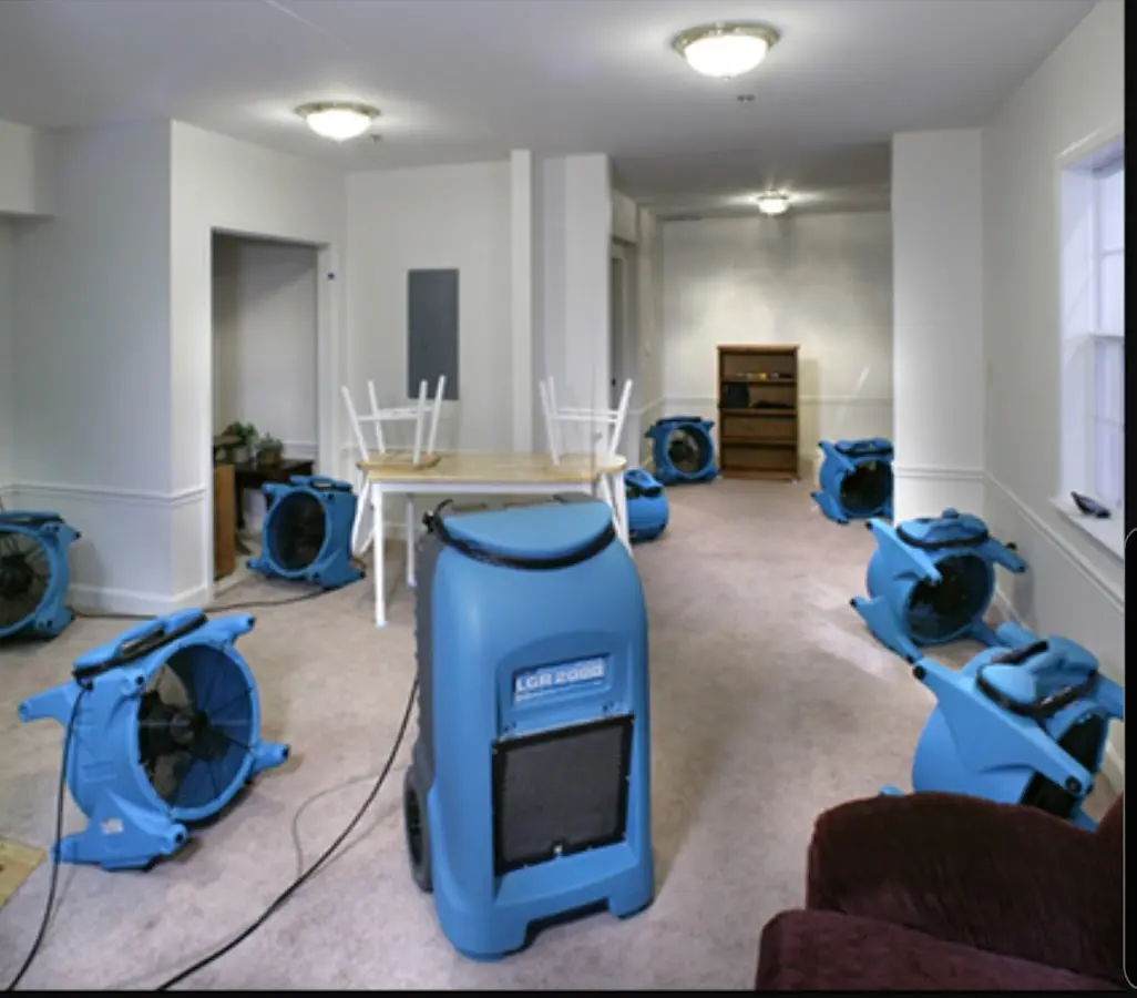 Air movers and dehumidifier setup for Water Extraction & Removal in Sanford