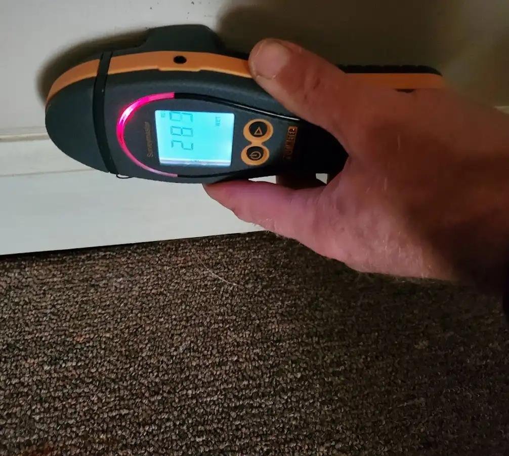 Moisture detection at baseboard during Sewage Cleanup & Sanitation in Sanford